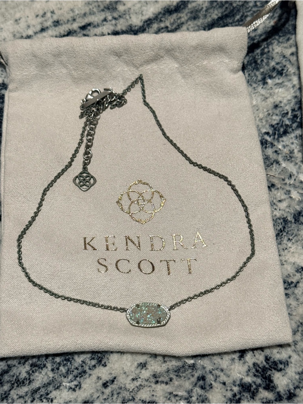 Kendra Scott Silver Drusy Elisa Pendant Necklace